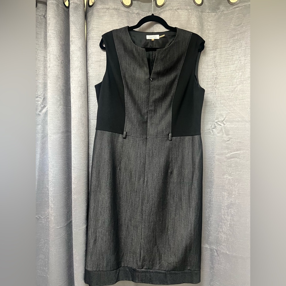 Elegant Black and Gray Sleeveless Dress calvin Klein